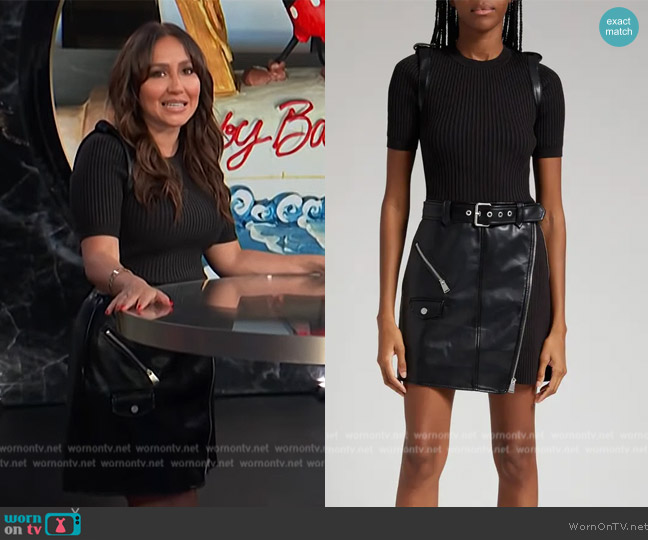 Simkhai Anisa Belted Mixed Media Sweater Dress worn by Adrienne Houghton on E! News