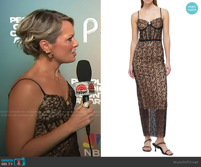 Simkhai Ruched Lace Bustier Cocktail Dress worn by Dylan Dreyer on Today
