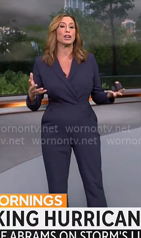 Stephanie Abrams’ navy jumpsuit on CBS Mornings