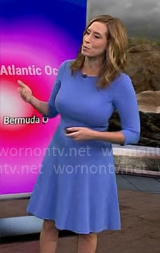 Stephanie Abrams’s light blue flared dress on CBS Mornings