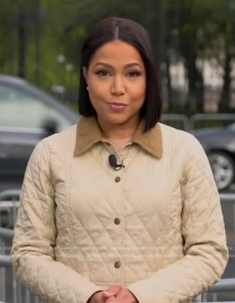 Stephanie’s ivory quilted jacket on Good Morning America
