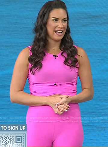 Stephanie Mansour’s pink cropped top and leggings on Today