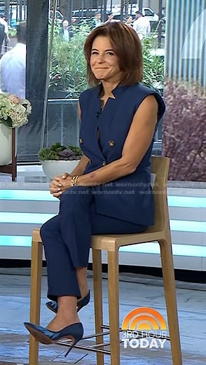 Stephanie Ruhle’s navy double breasted vest and pants on Today