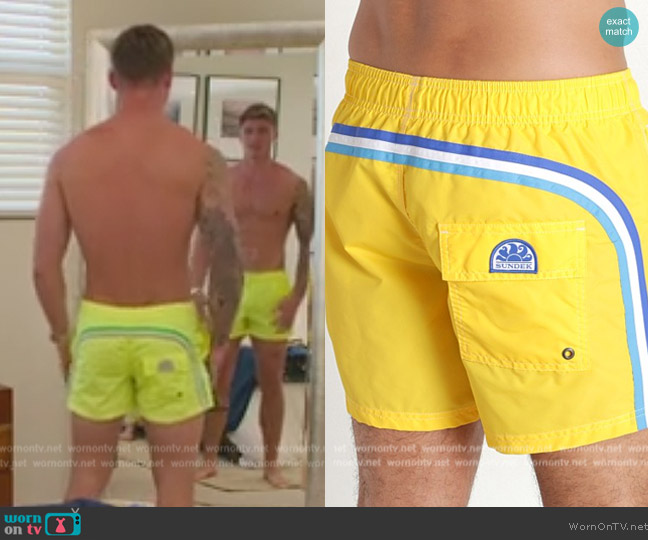 Sundek Elastic Waistband Surf Trunk worn by (Austin Victoria) on Selling the OC