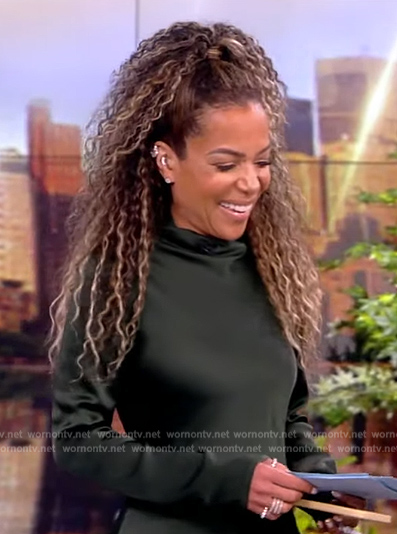 Sunny’s green satin maxi dress on The View