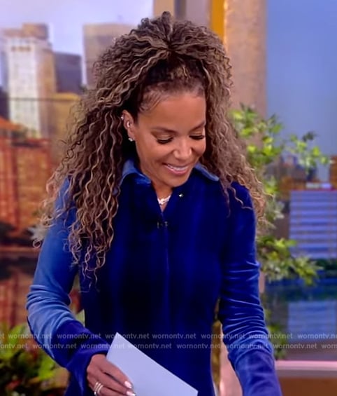 Sunny’s blue velvet shirtdress on The View