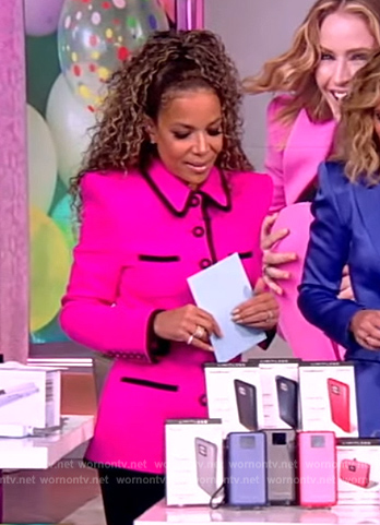 Sunny’s pink contrast trim blazer on The View