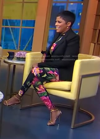 Tamron Hall’s black floral jumpsuit on Good Morning America
