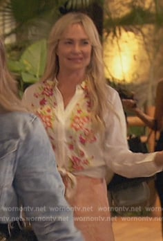 Taylor’s white floral print blouse on The Real Housewives of Orange County