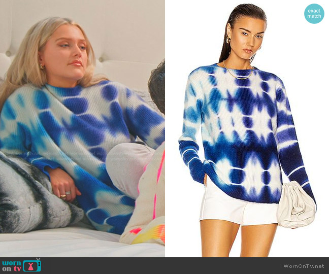 The Elder Statesman Triptych Tie Dye Rib Cashmere Sweater worn by Chloe Marks on The Real Housewives of Salt Lake City