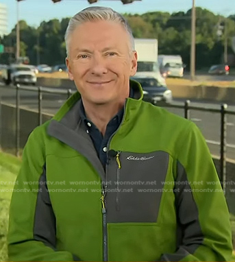 Tom Costello’s green and grey jacket on Today