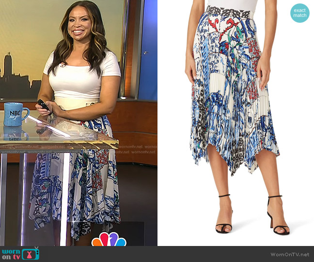 Tory Burch Sunburst Pleated Skirt worn by Adelle Caballero on Today
