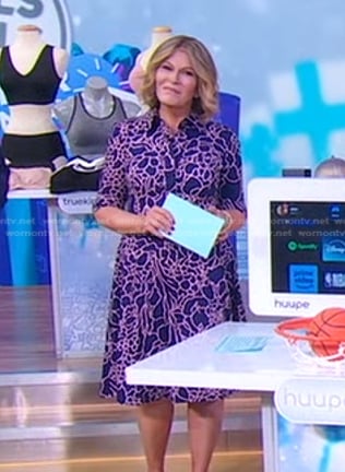 Tory’s navy floral print shirtdress on Good Morning America