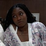 Trina’s paisley print robe on General Hospital