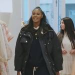 Ubah’s navy utility coat on The Real Housewives of New York City