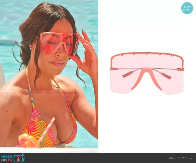 Gucci Tinted Visor Sunglasses worn by Angie Katsanevas on The Real Housewives of Salt Lake City