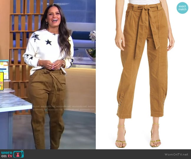 Ulla Johnson Carmen Belted Mid-rise Jeans in Teak worn by Rocsi Diaz on Good Morning America
