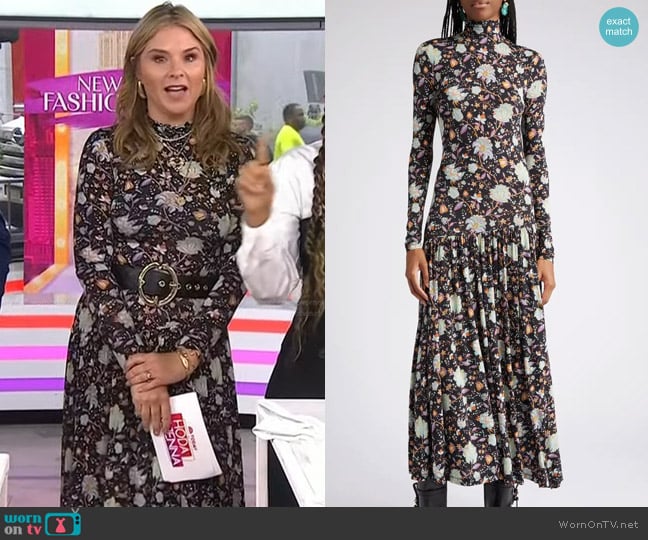 Ulla Johnson Fernanda Floral Long Sleeve Knit Dress worn by Jenna Bush Hager on Today