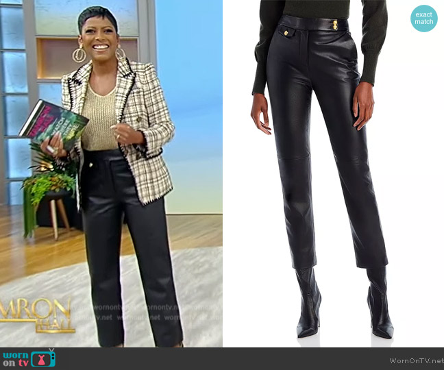 Veronica Beard Renzo Leather Ankle Pants worn by Tamron Hall on Tamron Hall Show