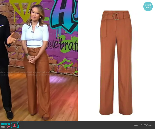 Veronica Beard Sunny Belted Trousers worn by Eva Pilgrim on Good Morning America