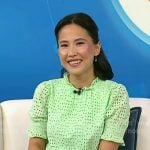 Vicky’s green eyelet top and purple pants on Today