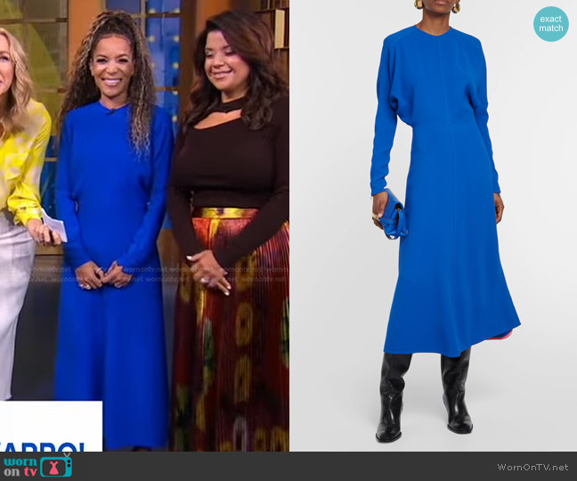 Victoria Beckham Dolman-Sleeve Midi Dress with Zip Cuffs worn by Sunny Hostin on Good Morning America