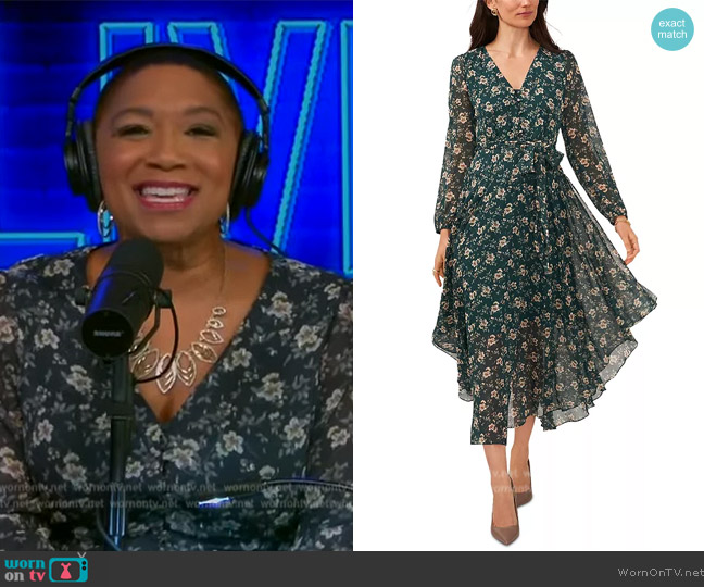 Vince Camuto Printed Long-Sleeve Tie-Waist Maxi Dress worn by Deja Vu on Live with Kelly and Mark