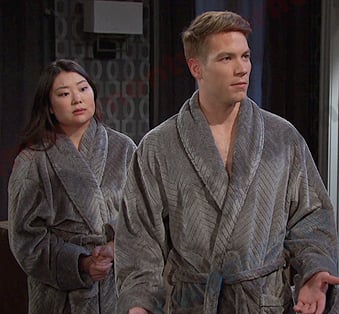 Wendy and Tripp’s grey bathrobe on Days of our Lives
