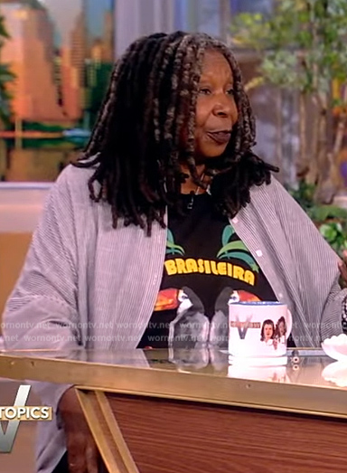 Whoopi’s black printed jumpsuit on The View