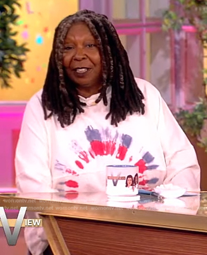 Whoopi’s white tie dye sweatshirt on The View