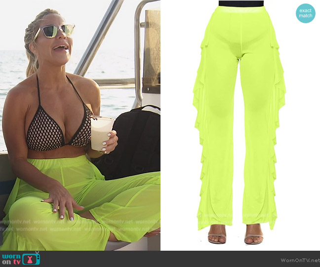 Willow Dance Sheer Mesh Ruffle Pants worn by Jennifer Pedranti on The Real Housewives of Orange County