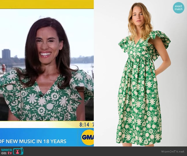 Wyse London Emmeline Printed Sundress in Green/Ecru worn by Lama Hasan on Good Morning America