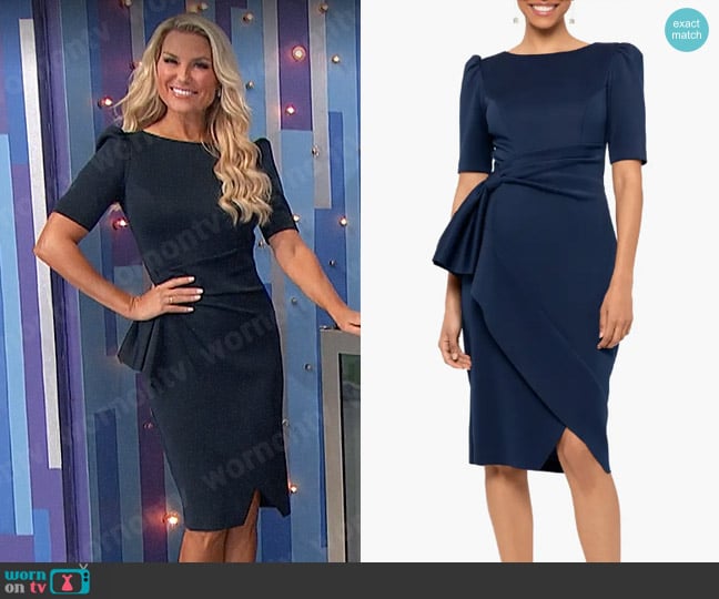 Xscape Asymmetric Scuba Dres worn by Rachel Reynolds on The Price is Right