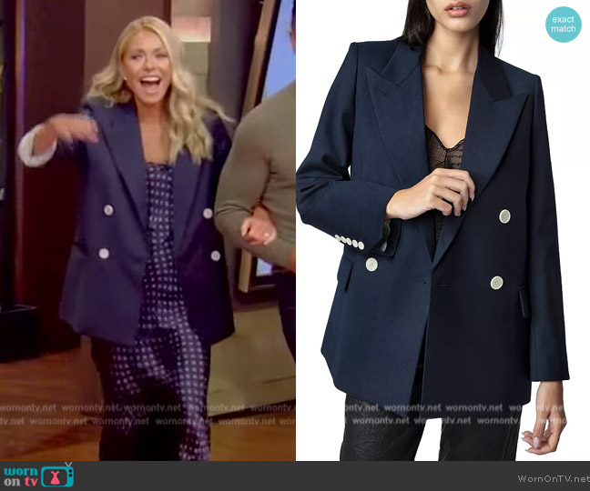 Zadig and Voltaire Double Breasted Blazer worn by Kelly Ripa on Live with Kelly and Mark