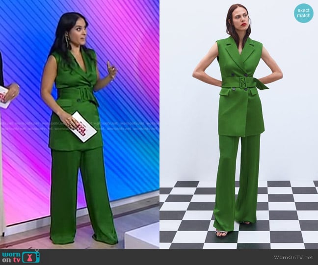 Zara Belted Satin Vest worn by Donna Farizan on Today