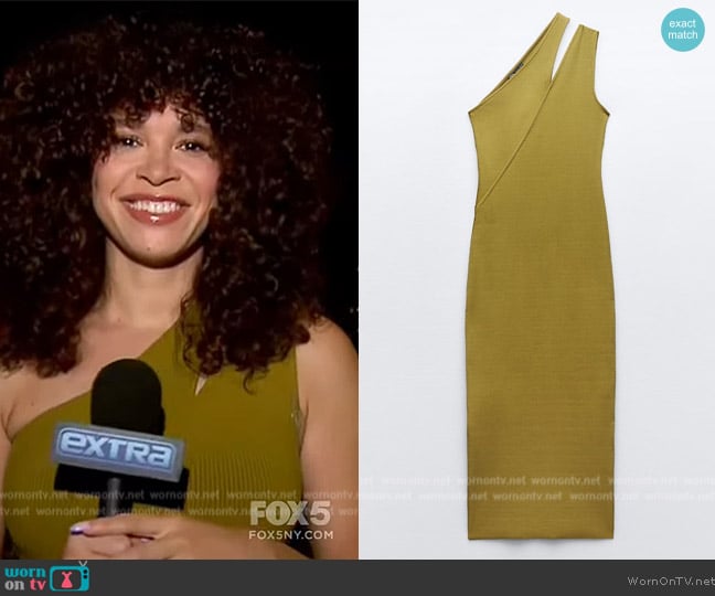 WornOnTV: Megan Ryte's green one shoulder dress on Extra | Megan Ryte | Clothes and Wardrobe from TV WornOnTV: Megan Ryte's green one shoulder dress on Extra | Megan Ryte | Clothes and Wardrobe from TV