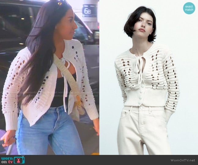 Zara Open Knit Cardigan worn by Monica Garcia on The Real Housewives of Salt Lake City
