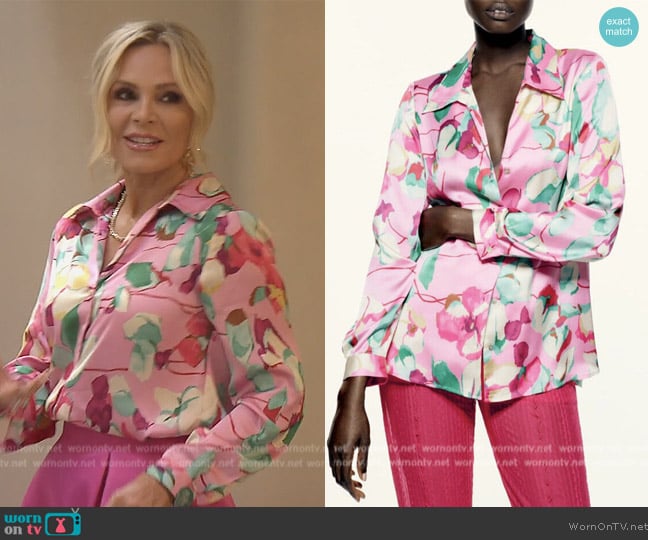 Zara Floral Print Blouse worn by Tamra Judge on The Real Housewives of Orange County