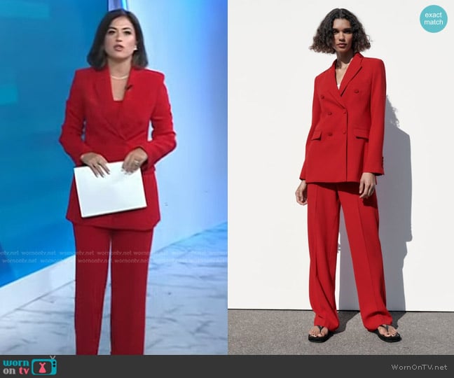 Zara Double Breasted Blazer worn by Chloe Melas on Today
