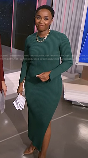 Zinhle’s green ribbed dress on NBC News Daily