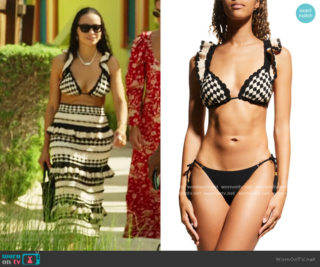 Zimmermann Anneke Crochet Triangle Two-Piece Bikini Set worn by Sai De Silva on The Real Housewives of New York City