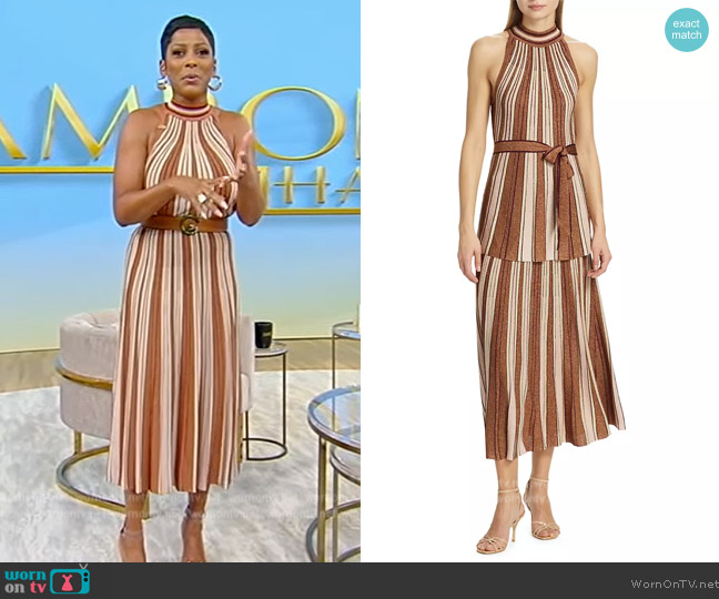 Zimmermann Luminosity Metallic Knit Halter Top worn by Tamron Hall on Tamron Hall Show