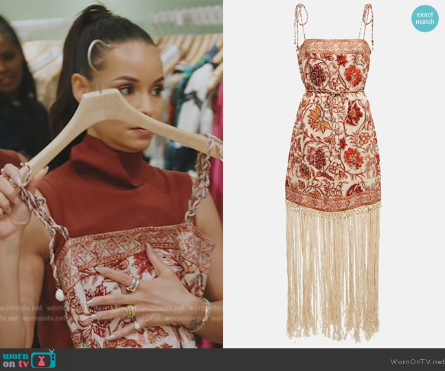 Zimmermann Vitali Fringe linen minidress worn by Sai De Silva on The Real Housewives of New York City