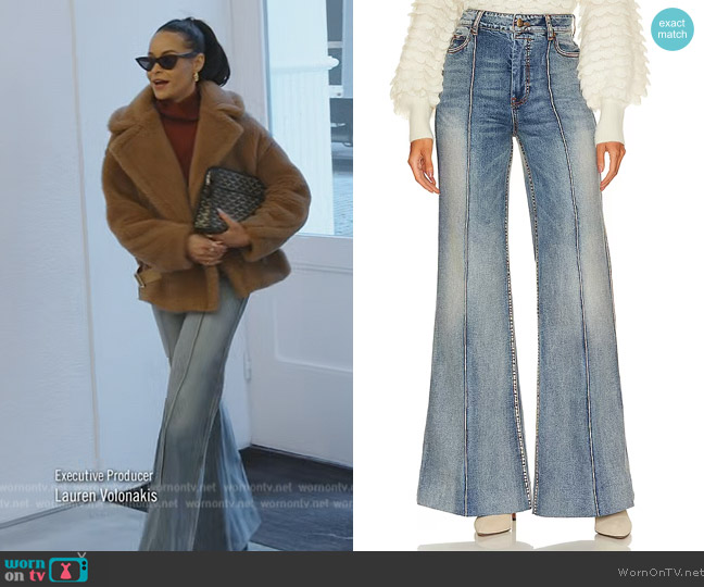 Zimmermann Wide Leg Jean worn by Sai De Silva on The Real Housewives of New York City