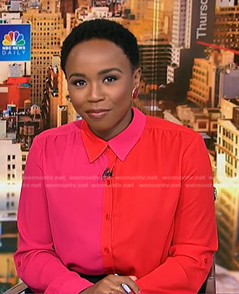 Zinhle’s pink two-tone blouse on NBC News Daily