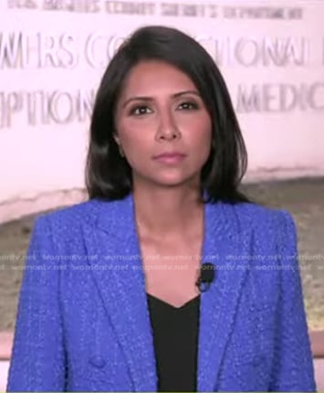 Zohreen Shah’s blue tweed blazer on Today