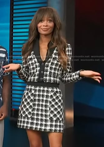 Zuri’s houndstooth cropped jacket and skirt on Access Hollywood