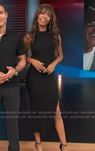 Zuri’s black slit maxi dress on Access Hollywood