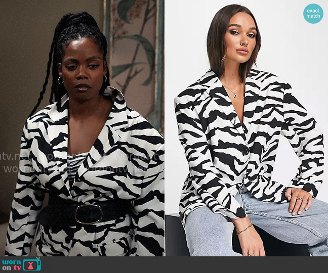 Rotate Birger Christensen Freya Ruched Midi Dress worn by Sabrina Hollins (Novi Brown) on Tyler Perrys Sistas