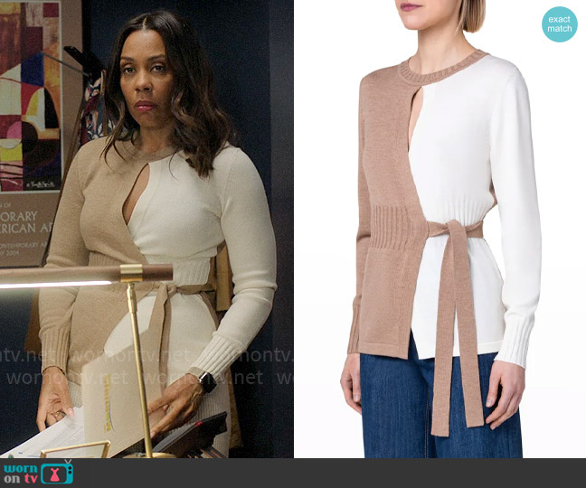 Akris Punto Colorblock Wrap Pullover worn by Mia Jordan (Karen Pittman) on The Morning Show